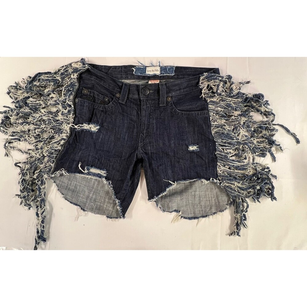 True Religion Womens Blue Denim Custom Created Gray by Leslie Shorts Size 36